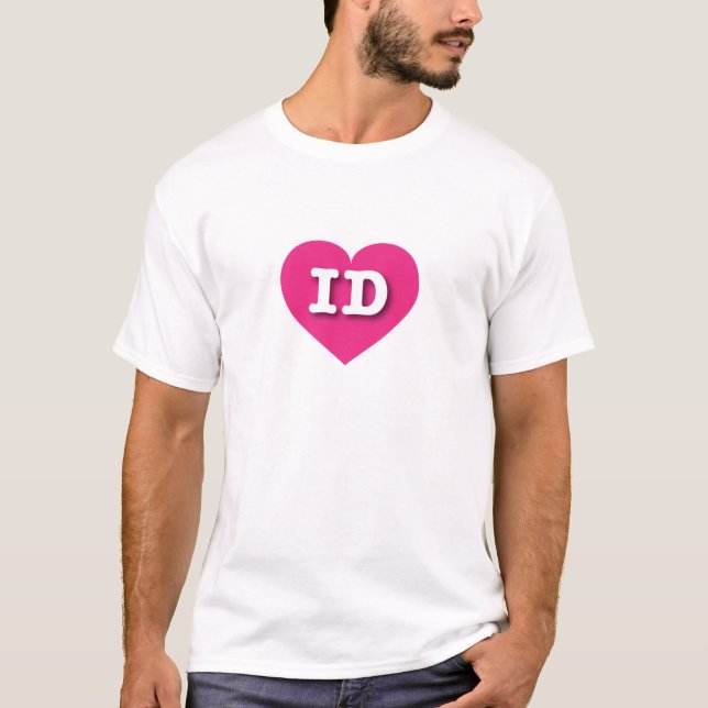 T-shirt Idaho Hot Pink Heart - I love ID (Devant)