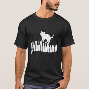 T-shirt Idée Cadeau Enfant Chat Pianiste Drôle Piano