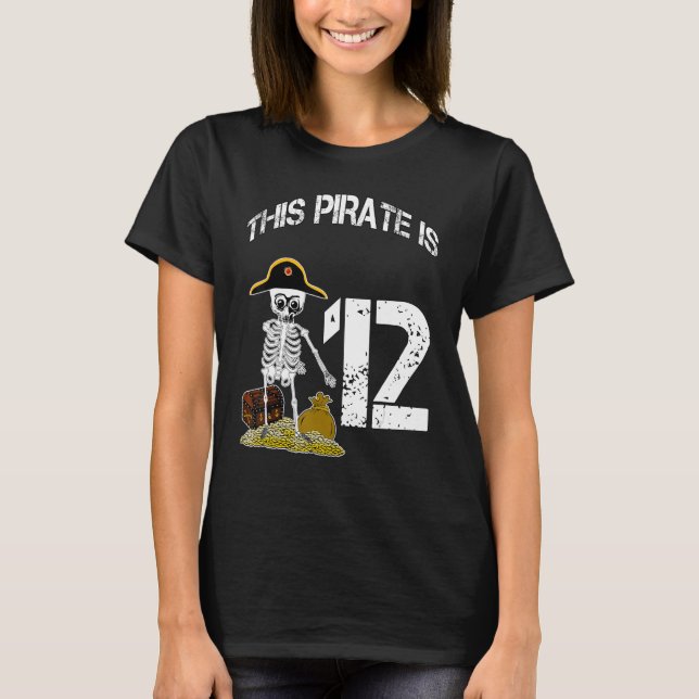 T-shirt Idée de  anniversaire pour garçons squelette pirat (Devant)