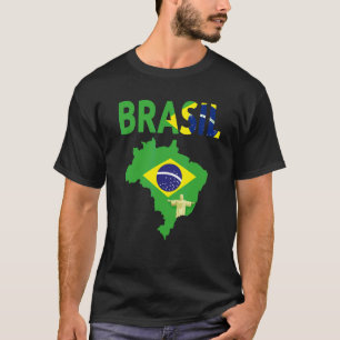 T-shirt Idée de drapeau brésilien pour hommes et carte du 