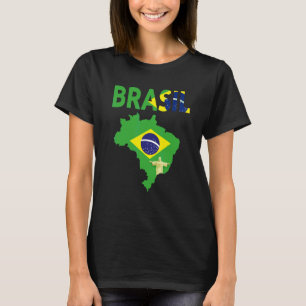 T-shirt Idée de drapeau brésilien pour hommes et carte du