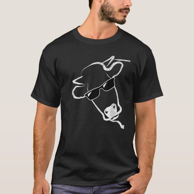 T-shirt Idée de lunettes de soleil pour vache (Devant)