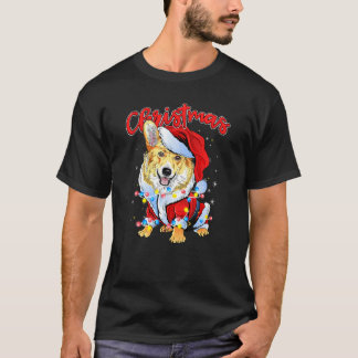 T-shirt Idée de pyjama de Noël pour chien Corgi avec lumiè