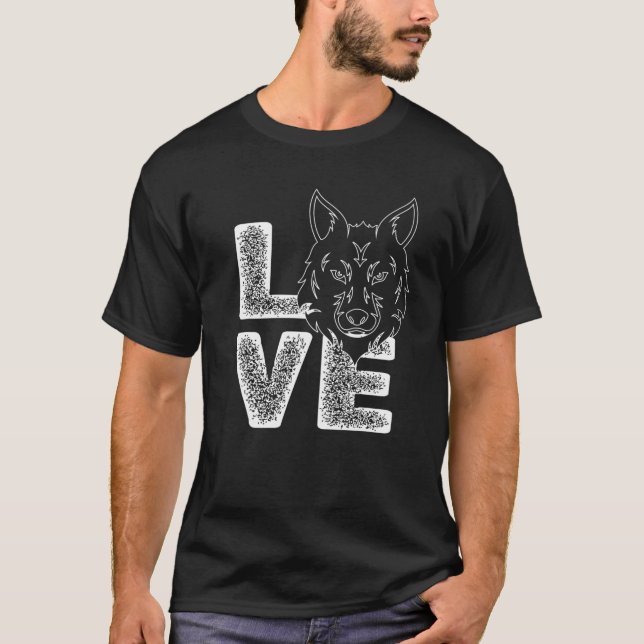 T-shirt Idée Thème Du Loup Mignonne I Love Pour Les Amoure (Devant)