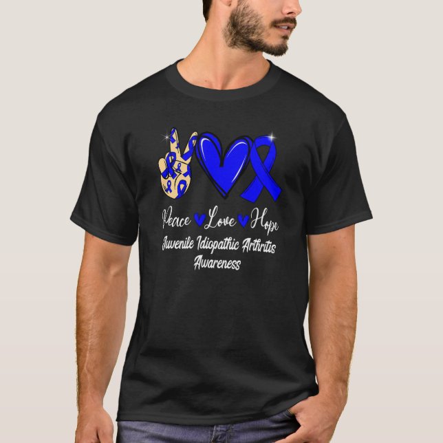 T-shirt Idiopathie juvénile Arthrite Paix Aimer Espoir Ble (Devant)