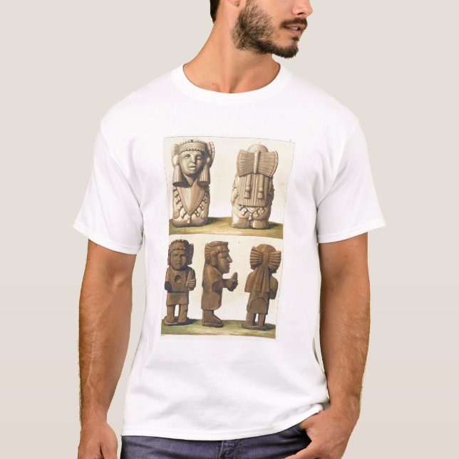 T-shirt Idoles aztèques, Mexique (lithographie de couleur) (Devant)