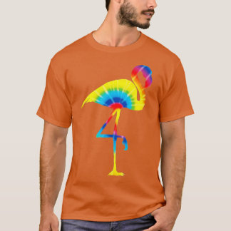 T-shirt ie Dye Flamingo Rainbow Print Bird Animal Hippie P