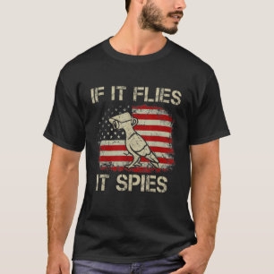 T-shirt If It Flies It Spies Birds Vintage Us Flag