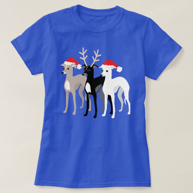 T-shirt Iggy Maman ou Papa Italien Greyhound Noël (Design devant)