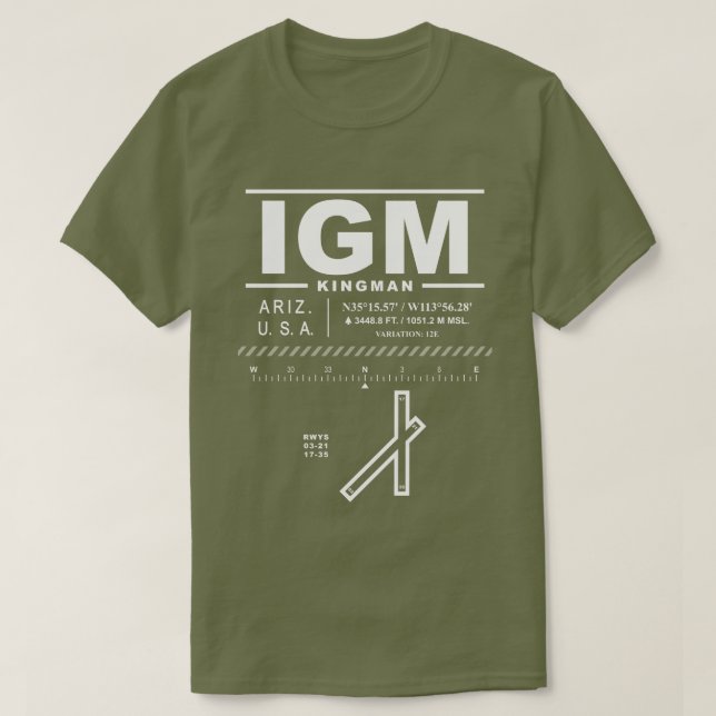 T-shirt IGM de l'aéroport de Kingman (Design devant)
