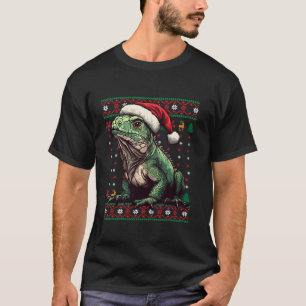T-shirt Iguana Santa Hat Vilain de Noël Drôle Igua