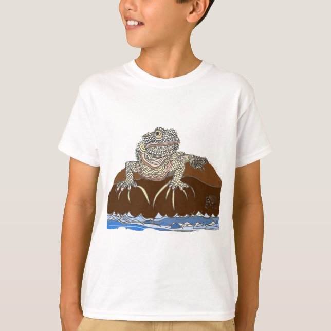 T-shirt iguana sur un rocher avec un crabe ermite (Devant)