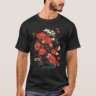 T-shirt Ikebana Flower Art japonais Style Ocean Waves grap