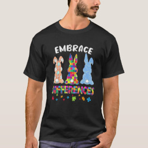 T-shirt Il est ok d'être différents lapins autisme Pâques