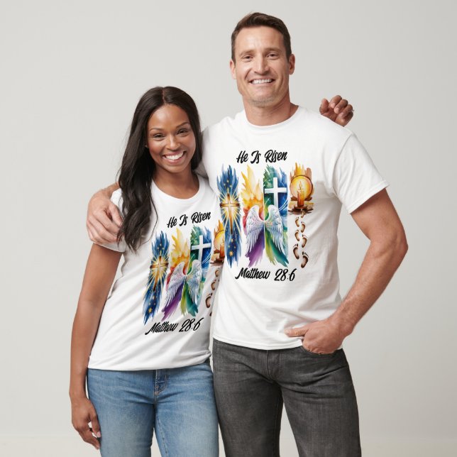 T-shirt Il Est Ressuscité Ailes De Pâques (Unisexe)