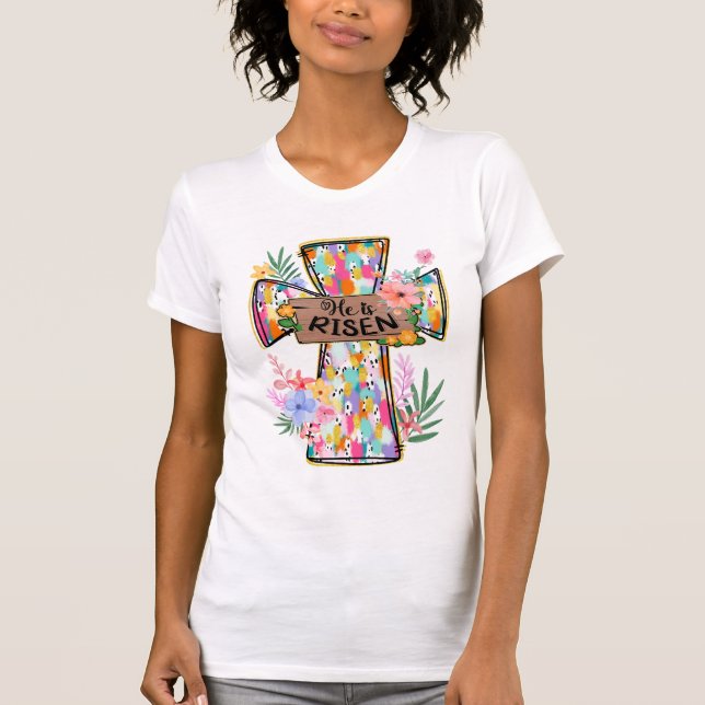T-shirt "Il est ressuscité" Bible chrétienne moderne de Pâ (Devant)