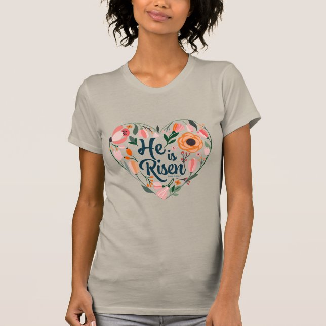 T-shirt Il est ressuscité Boho Christian Heart Motif Inspi (Devant)