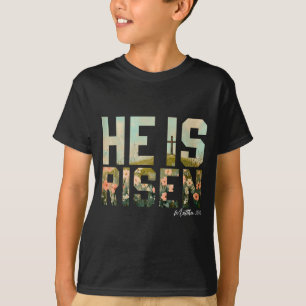 T-shirt Il Est Ressuscité Croix Chrétienne Jésus Verset Bi