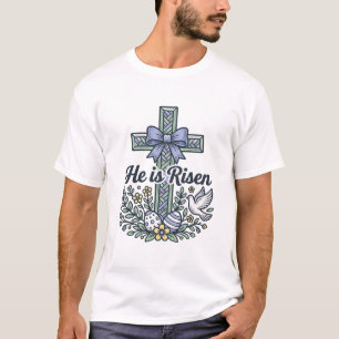 T-shirt Il Est Ressuscité Croix De Pâques Vintage Vecteur