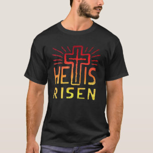 T-shirt Il Est Ressuscité Jésus Chrétien Heureux Pâques Ré