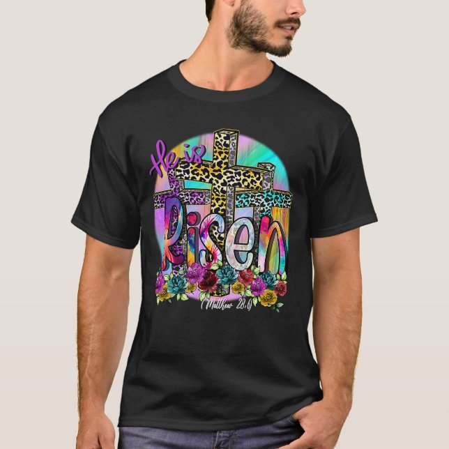 T-shirt Il Est Ressuscité Jésus Jour de Pâques Chrétien Fl (Devant)