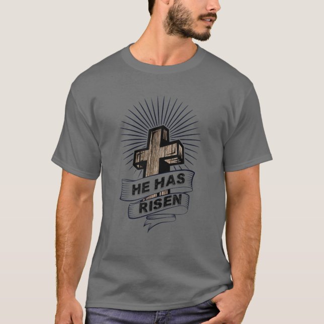 T-shirt Il Est Ressuscité Matthieu 28:6 Pâques Jésus Résur (Devant)