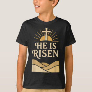 T-shirt Il Est Ressuscité - Pâques Chrétiennes Avec Croix&