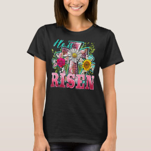 T-shirt Il est ressuscité Sunflower Leopard Cross Jesus Ch