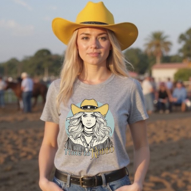 T-shirt Il est temps de Rodeo Western Cowgirl (Time to Rodeo Western Cowgirl T-Shirt)