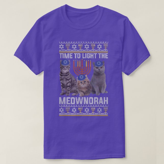 T-shirt Il Est Temps D'Éclairer Le Meownorah Chat Menorah  (Design devant)