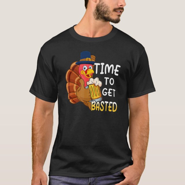 T-shirt Il Est Temps D'Obtenir La Bière Basée Thanksgiving (Devant)