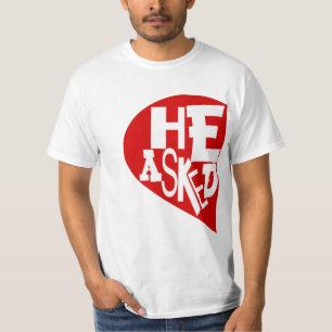 T-SHIRT IL LUI A DEMANDÉ : OUI, ENGAGÉ COUPLE, FIANÇAILLES