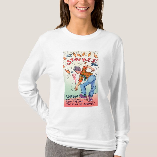 T-shirt Il me frappe, bowling d'homme de bande dessinée (Devant)