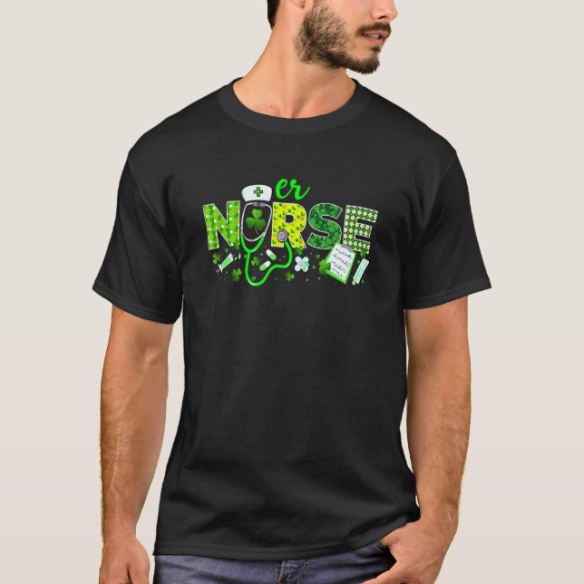 T-shirt Il Nurse St Patrick Love Stéthoscope Rn Nurse (Devant)