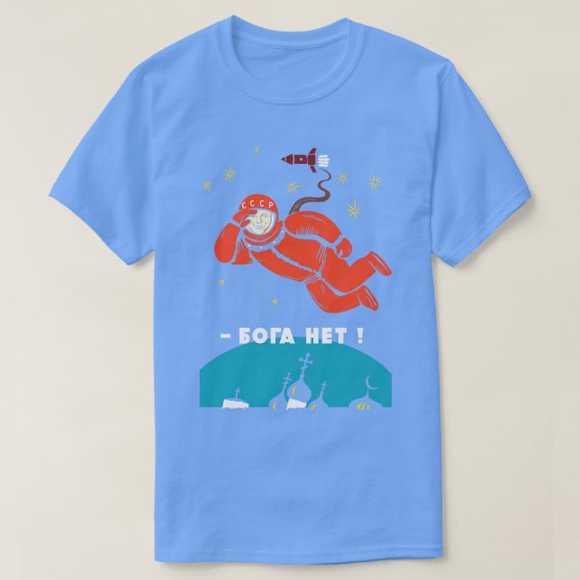 T-shirt Il n'y a pas de Dieu athée Youri Gagarine (Design devant)