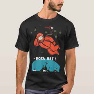 T-shirt Il n'y a pas de Dieu Rétro Athéiste Youri Gagarine