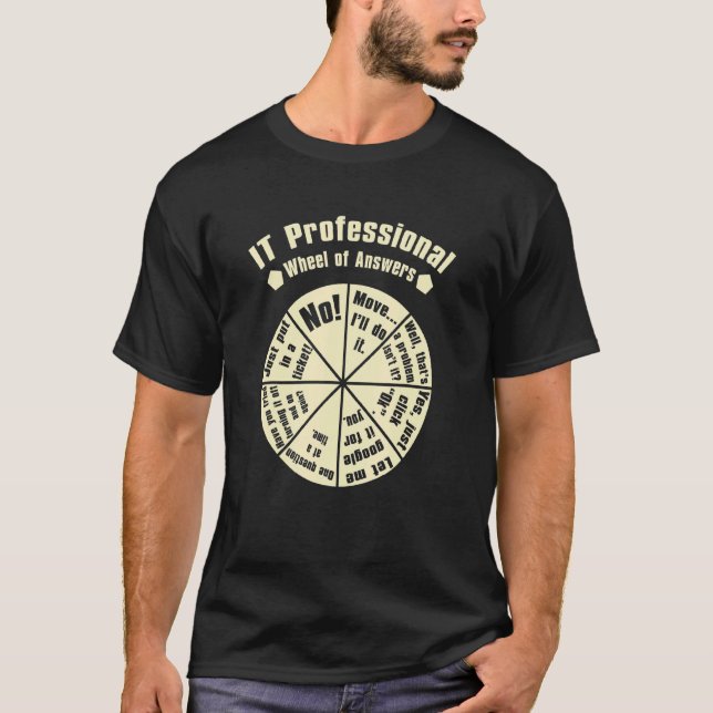 T-shirt Il Roue Professionnelle De Réponses, Drôle Geek Ne (Devant)