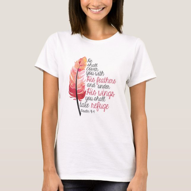 T-shirt Il vous couvrira de ses plumes - chrétien (Devant)