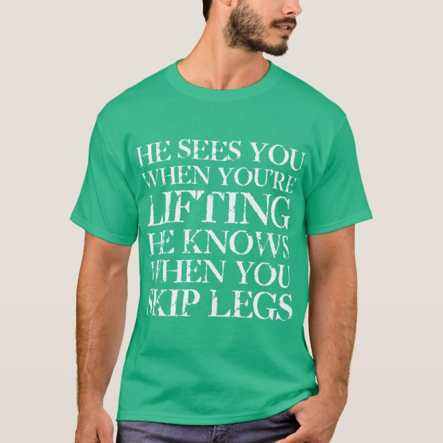 T-shirt Il vous voit quand vous soulevez la pièce en t (Devant)