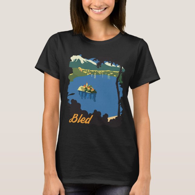 T-shirt Île aérienne du lac de Bled, voyage vert (Devant)