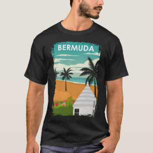 T-shirt Île Bermudes Poster de voyage minima Vintage rétro