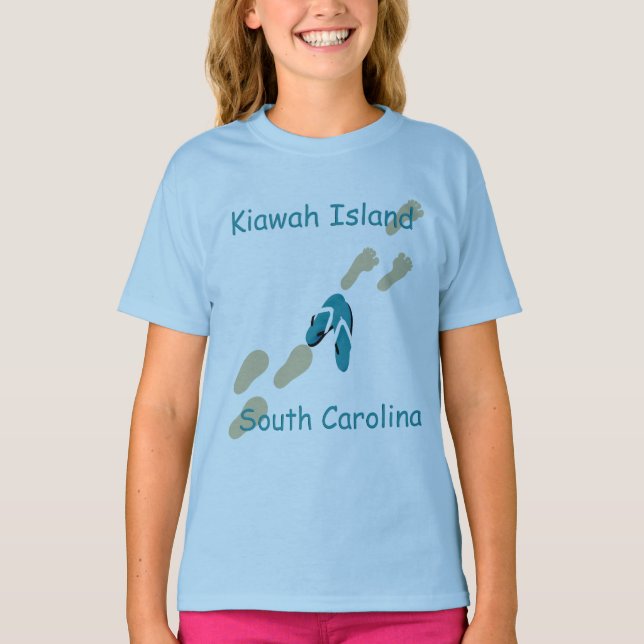 T-shirt Île de Kiawah, Caroline du Sud Flip-Flops Girls (Devant)