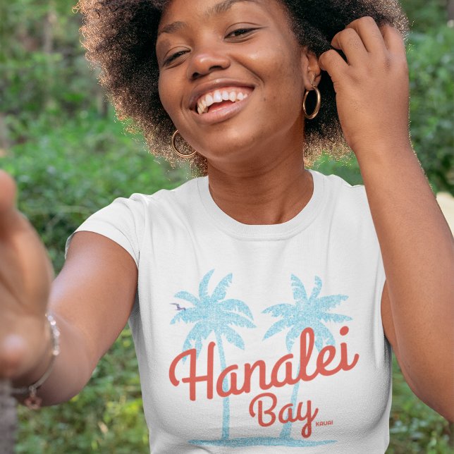 T-shirt Île de la baie de Hanalei à Kauai, Surf souvenir H (Créateur téléchargé)