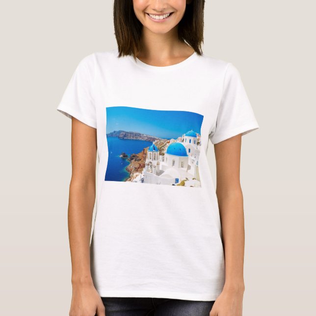 T-shirt Île de Santorini - caldeira, Grèce (Devant)