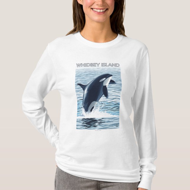 T-shirt Île de Whidbey, sauter de WashingtonOrca (Devant)
