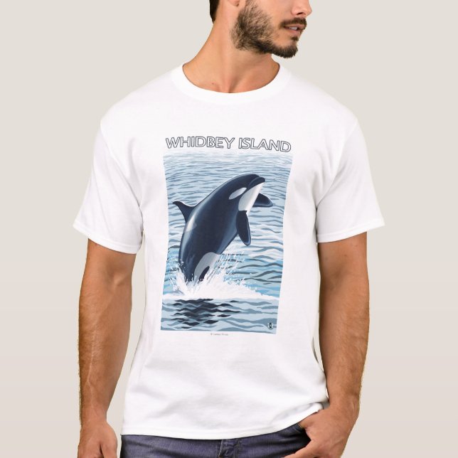T-shirt Île de Whidbey, sauter de WashingtonOrca (Devant)