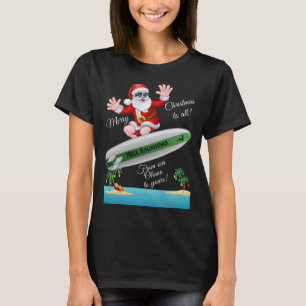 T-shirt Île tropicale Sandy Beach Surf Père Noël Christma
