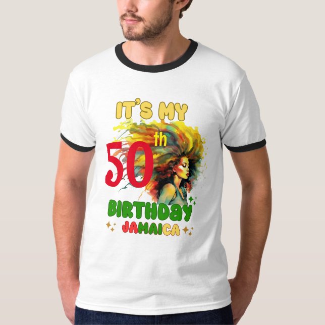 T-shirt Ile Vibes Jamaïque Anniversaire Groupe de Filles C (Devant)