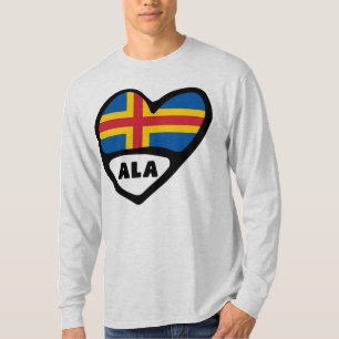 T-shirt Îles Åland Code du pays Coeur du drapeau