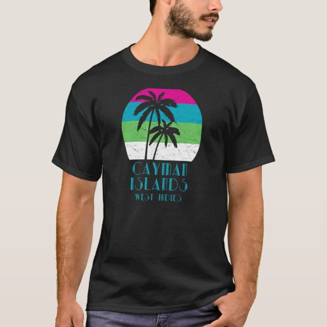 T-shirt Îles Caïmans Antilles Palm Tree Sunset Vacati (Devant)